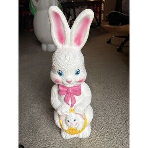 Vintage 1995 Empire Blow Mold 22" Easter Bunny Rabbit Basket Light Up Yard Decor